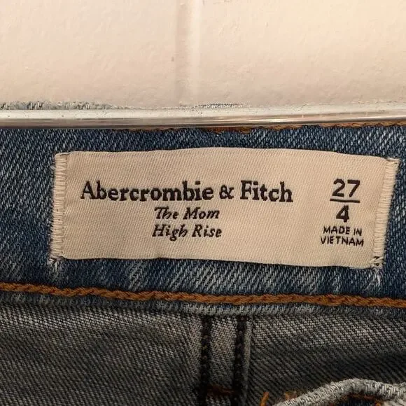 Abercrombie & Fitch The Mom Blue High Rise Cropped Ankle Jeans, size 27/US 4 - Picture 3 of 6